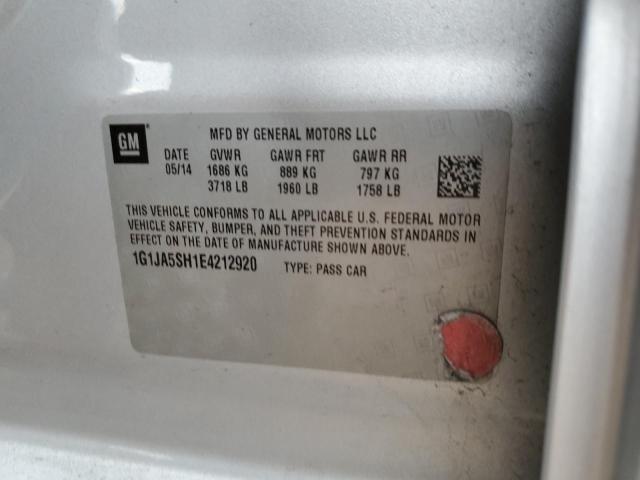 1G1JA5SH1E4212920 - 2014 CHEVROLET SONIC LS SILVER photo 10