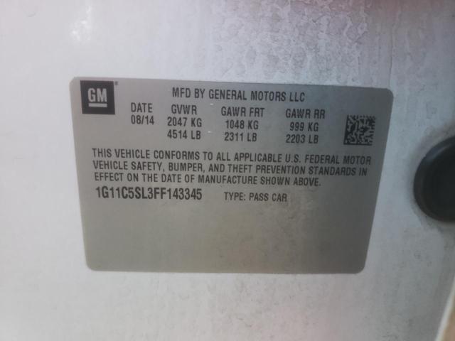 1G11C5SL3FF143345 - 2015 CHEVROLET MALIBU 1LT Weiß Foto 10