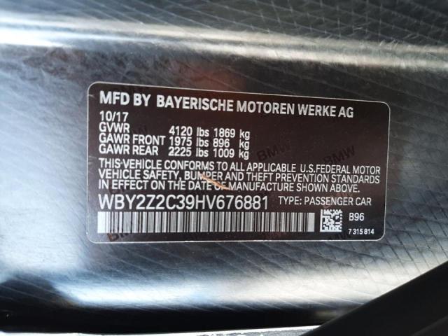 WBY2Z2C39HV676881 - 2017 BMW I8 WHITE photo 10