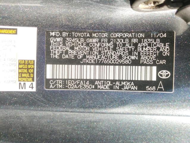 JTKDE177650029580 - 2005 TOYOTA SCION TC فحمي صورة 10