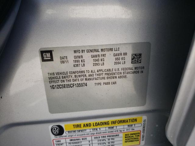 1G1ZC5E05CF135974 - 2012 CHEVROLET MALIBU 1LT 银色 照片 10