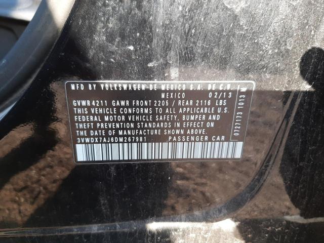 3VWDX7AJ6DM267981 - 2013 VOLKSWAGEN JETTA SE BLACK photo 10