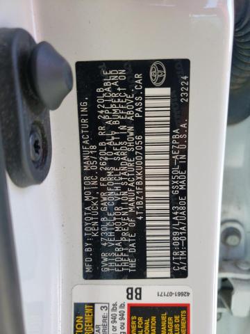 4T1BZ1FBXKU007056 - 2019 TOYOTA AVALON XLE WHITE photo 10