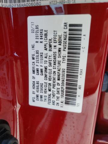 19UUB2F56HA006080 - 2017 ACURA TLX TECH RED photo 10