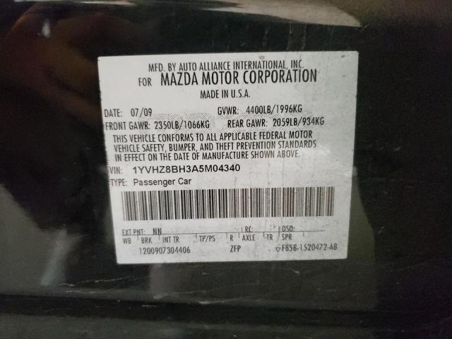 1YVHZ8BH3A5M04340 - 2010 MAZDA 6 I BLACK photo 10