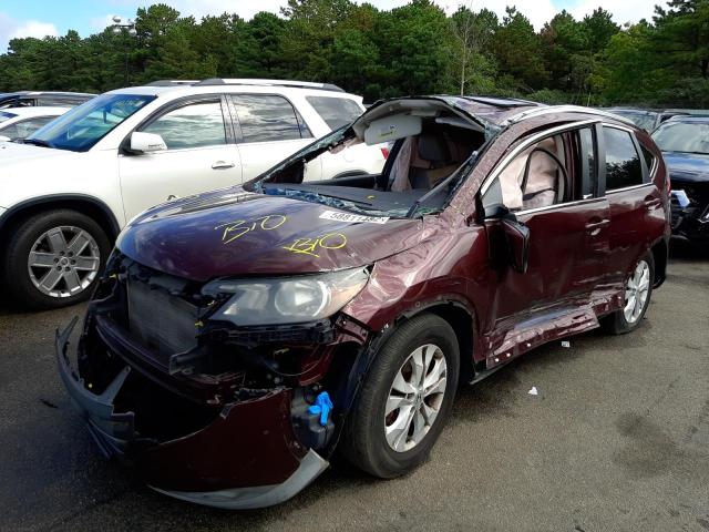 5J6RM4H77DL006607 - 2013 HONDA CR-V EXL BURGUNDY photo 2