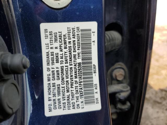 19XFA1F61AE026396 - 2010 HONDA CIVIC LX-S أزرق صورة 10