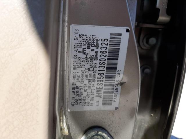 JHMES95613S026325 - 2003 HONDA CIVIC HYBR SILVER photo 10