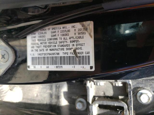 1HGCP26379A095798 - 2009 HONDA ACCORD LX BLACK photo 10