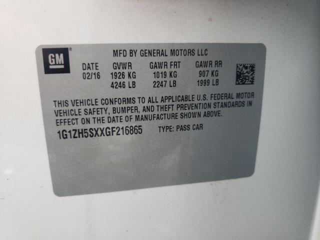 1G1ZH5SXXGF216865 - 2016 CHEVROLET MALIBU PRE WHITE photo 10