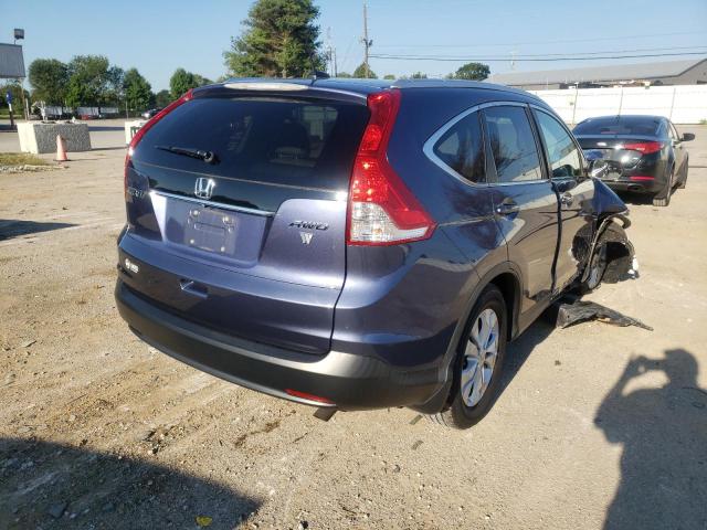 2HKRM4H78DH688701 - 2013 HONDA CR-V EXL BLUE photo 4