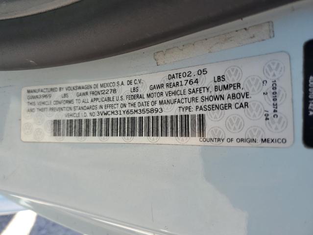 3VWCM31Y65M355893 - 2005 VOLKSWAGEN NEW BEETLE 蓝色 照片 10