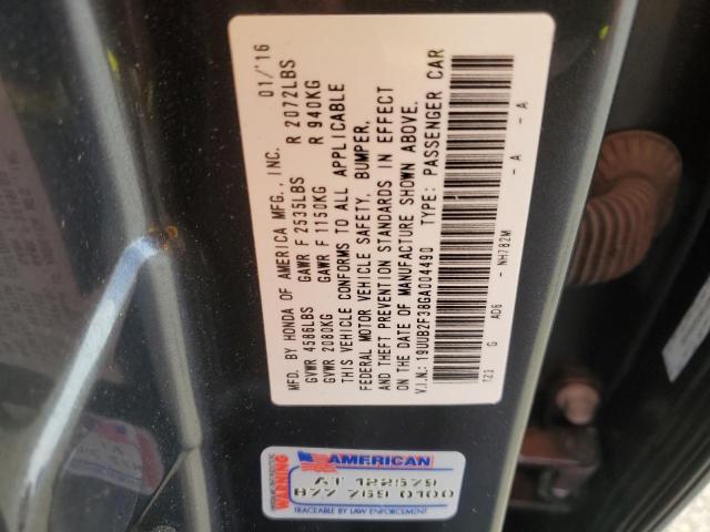 19UUB2F38GA004490 - 2016 ACURA TLX Gris photo 10