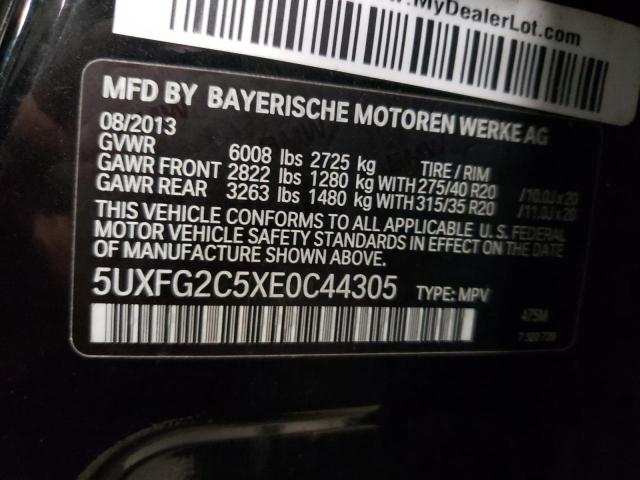 5UXFG2C5XE0C44305 - 2014 BMW X6 XDRIVE3 BLACK photo 10