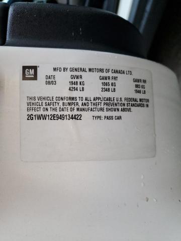 2G1WW12E949134422 - 2004 CHEVROLET MONTE CARLO LS  ფოტო 10