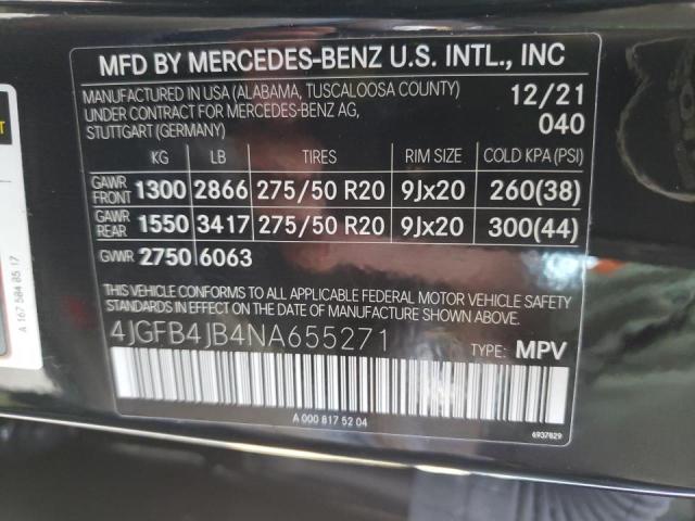 4JGFB4JB4NA655271 - 2022 MERCEDES-BENZ GLE 350 BLACK photo 10