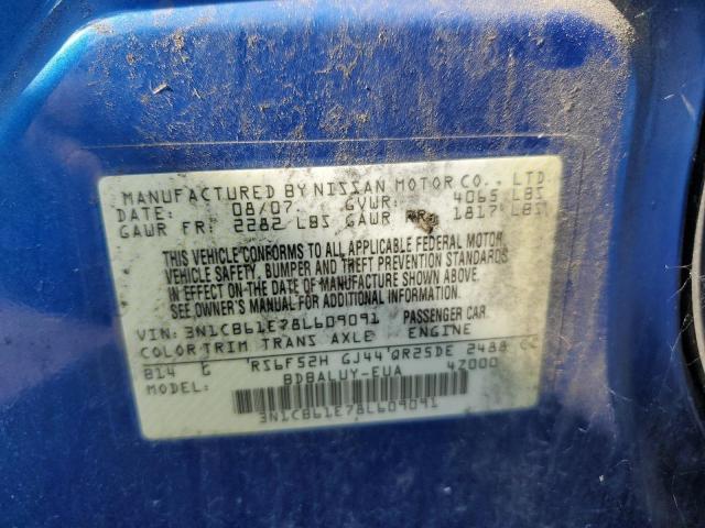 3N1CB61E78L609091 - 2008 NISSAN SENTRA SE- BLUE photo 10