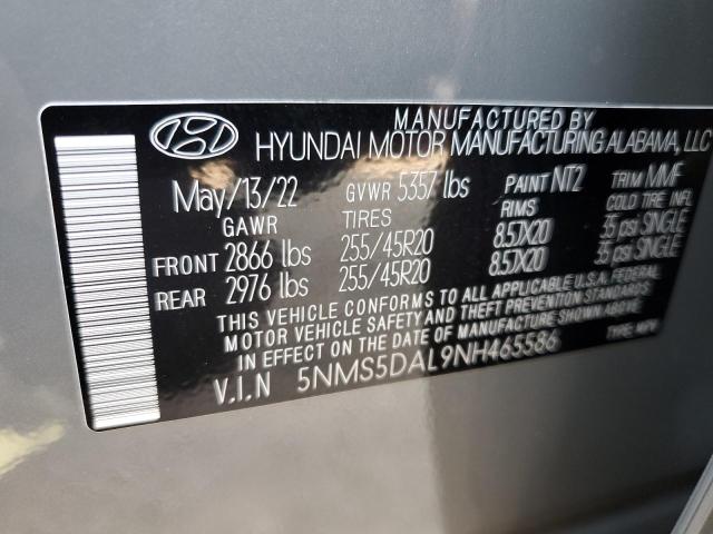 5NMS5DAL9NH465586 - 2022 HYUNDAI SANTA FE C GRAY photo 10