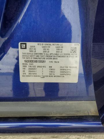 1GCGSCE30G1335261 - 2016 CHEVROLET COLORADO L BLUE photo 10