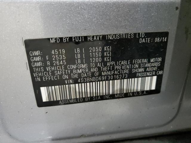 4S3BNBD69F3016273 - 2015 SUBARU LEGACY 2.5 SILVER photo 10