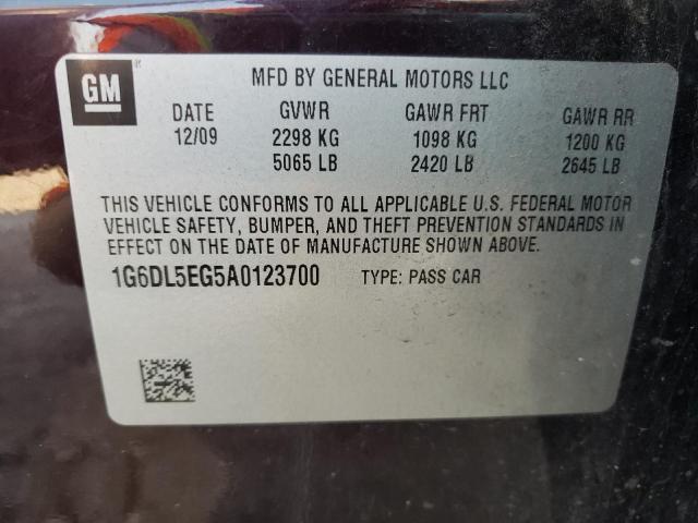 1G6DL5EG5A0123700 - 2010 CADILLAC CTS PERFOR მუქწითელი ფოტო 10