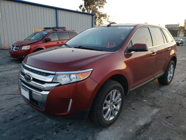 2FMDK4KC6EBA38702 - 2014 FORD EDGE LIMIT BROWN photo 2