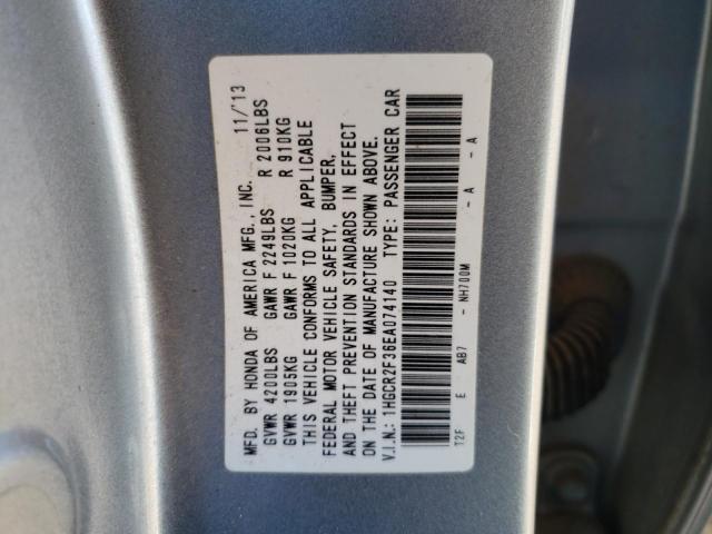 1HGCR2F36EA074140 - 2014 HONDA ACCORD LX SILVER photo 10