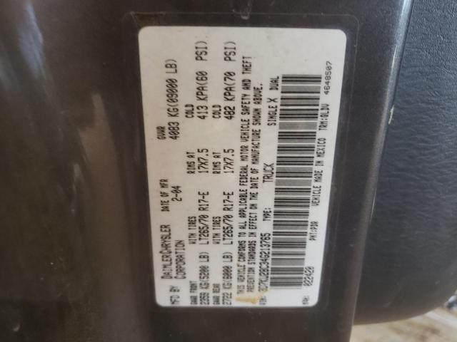 3D7KU28C34G213765 - 2004 DODGE RAM 2500 S Գրաֆիտ լուսանկար 10