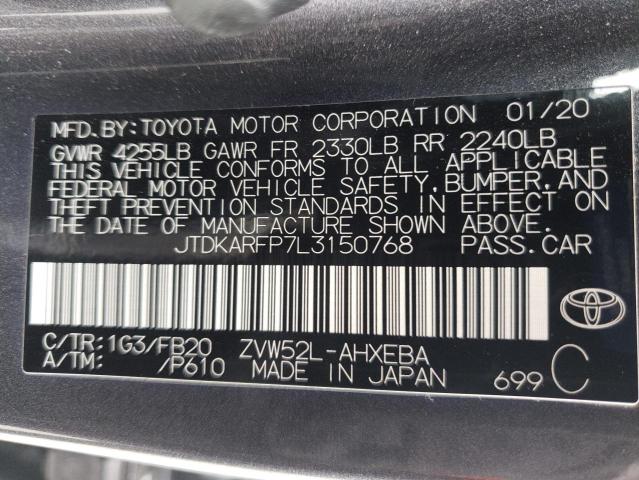 JTDKARFP7L3150768 - 2020 TOYOTA PRIUS PRIM 灰色 照片 10