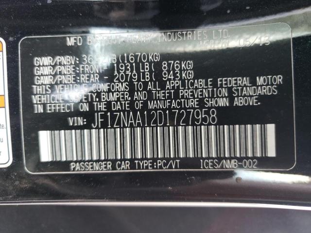 JF1ZNAA12D1727958 - 2013 TOYOTA SCION FR-S შავი ფოტო 10