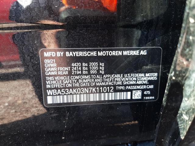 WBA53AK03N7K11012 - 2022 BMW 228I Czarny zdjęcie 10