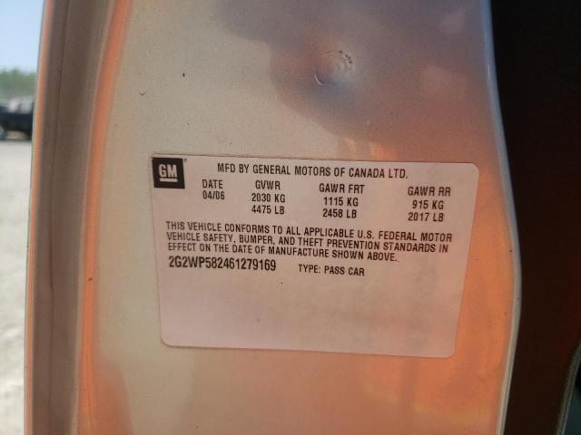 2G2WP582461279169 - 2006 PONTIAC GRAND PRIX SILVER photo 10