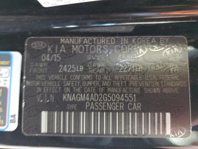 KNAGM4AD2G5094551 - 2016 KIA OPTIMA HYB BLACK photo 10