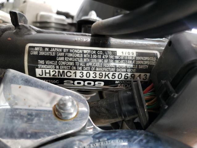 JH2MC13039K506943 - 2009 HONDA CMX250 C BLACK photo 10