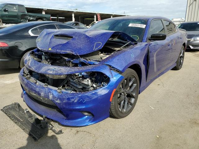 2C3CDXHG3MH650216 - 2021 DODGE CHARGER GT BLUE photo 2