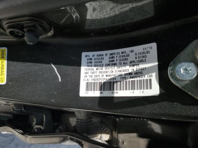 1HGCR2F33FA103224 - 2015 HONDA ACCORD LX GRAY photo 10