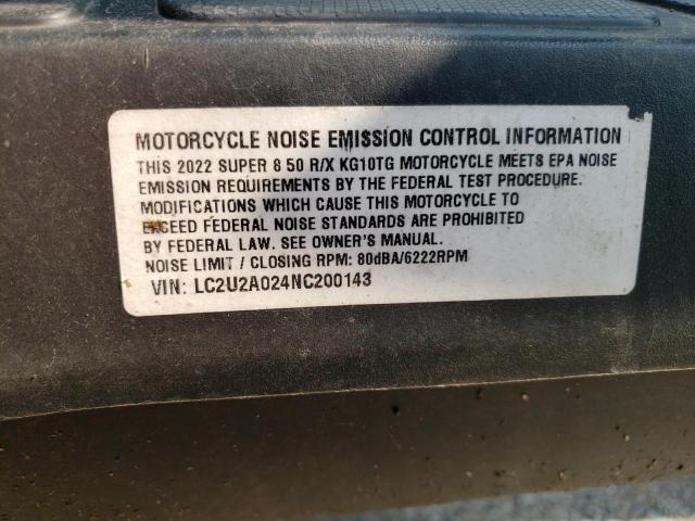 LC2U2A024NC200143 - 2022 KYMCO USA INC SUPER 8 50 TWO TONE photo 10