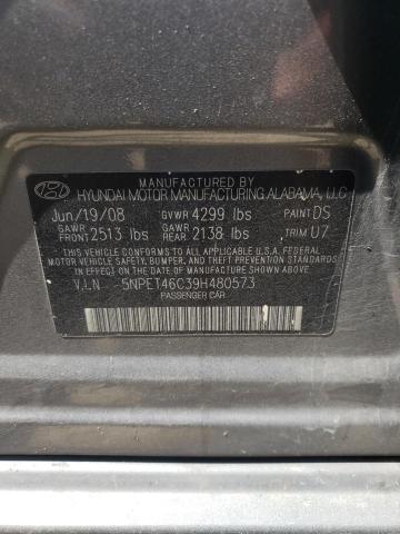 5NPET46C39H480573 - 2009 HYUNDAI SONATA GLS GRAY photo 10