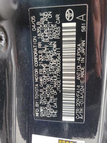 JTKDE177850056411 - 2005 TOYOTA SCION TC შავი ფოტო 10