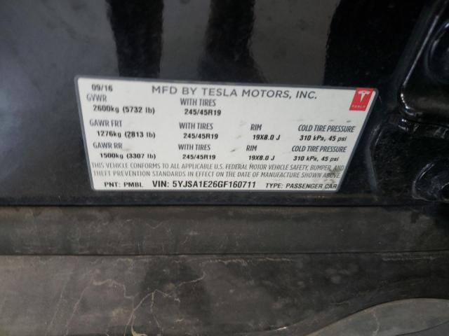 5YJSA1E26GF160711 - 2016 TESLA MODEL S Սև լուսանկար 10