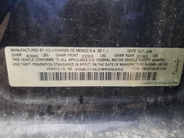 3VWBJ71K29M006050 - 2009 VOLKSWAGEN GLI BLACK photo 10