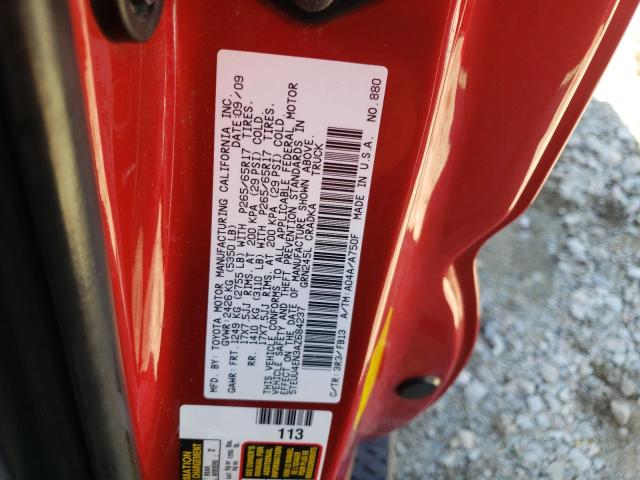 5TEUU4EN3AZ684237 - 2010 TOYOTA TACOMA ACC წითელი ფოტო 10