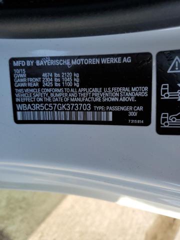 WBA3R5C57GK373703 - 2016 BMW 435 XI WHITE photo 10