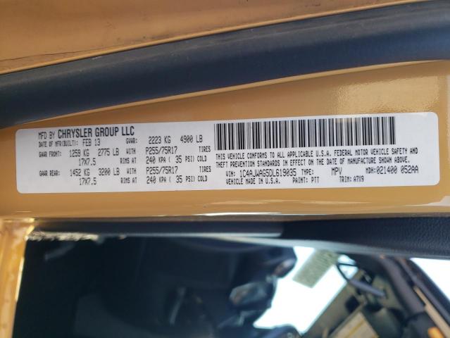 1C4AJWAG5DL619035 - 2013 JEEP WRANGLER S TAN photo 10