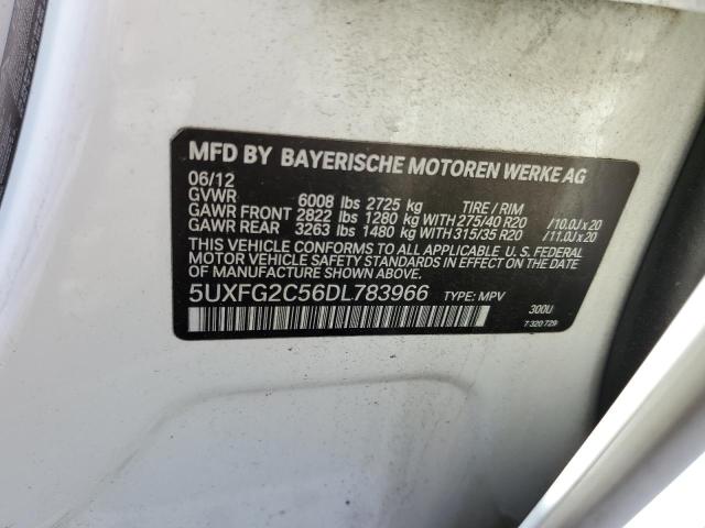 5UXFG2C56DL783966 - 2013 BMW X6 XDRIVE3 WHITE photo 10