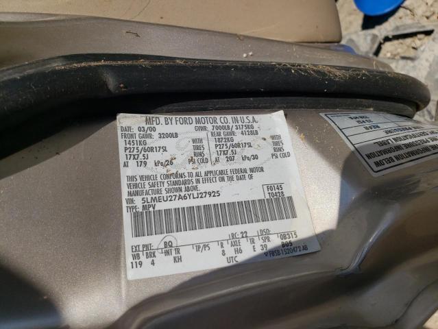 5LMEU27A6YLJ27925 - 2000 LINCOLN NAVIGATOR 银色 照片 10