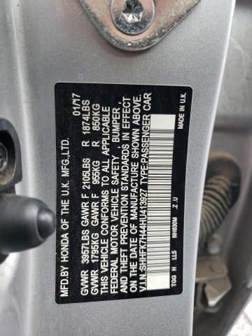 SHHFK7H44HU413927 - 2017 HONDA CIVIC SPOR SILVER photo 10