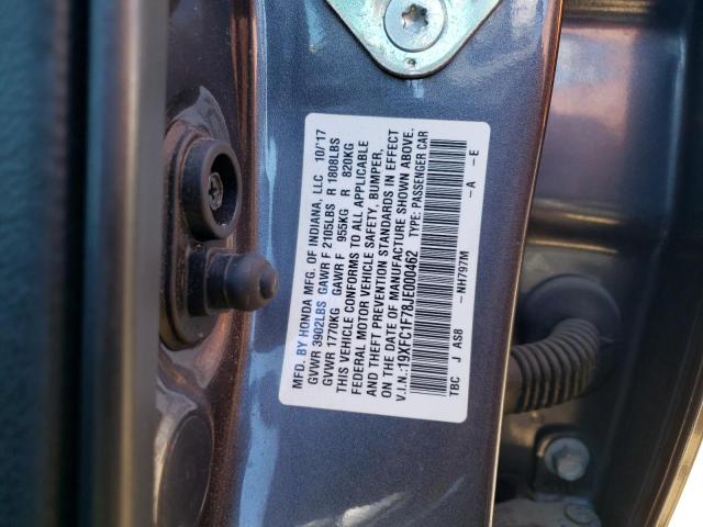 19XFC1F78JE000462 - 2018 HONDA CIVIC EXL Boz foto 10