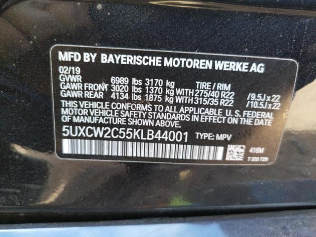 5UXCW2C55KLB44001 - 2019 BMW X7 XDRIVE4 BLACK photo 10