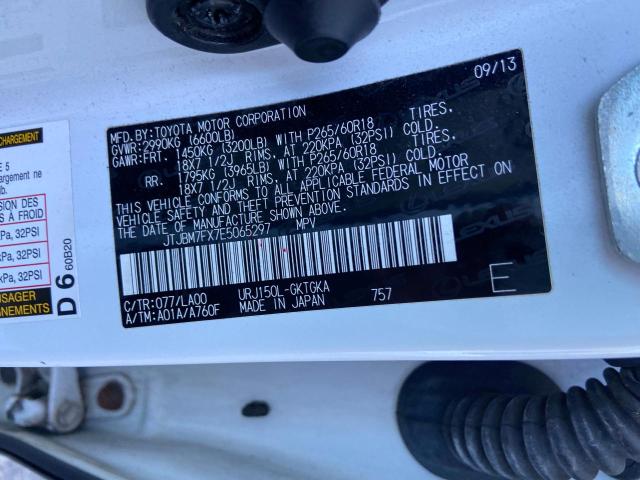 JTJBM7FX7E5065297 - 2014 LEXUS GX 460 WHITE photo 10